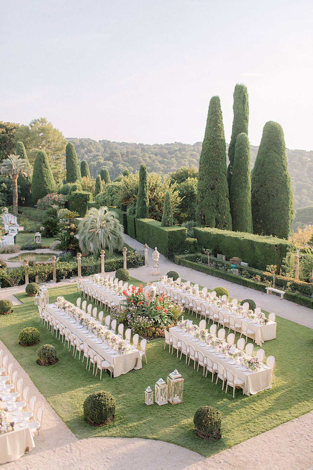 Villa Ephrussi de Rothschild Wedding Dinner Set Up Holly Clark Photography